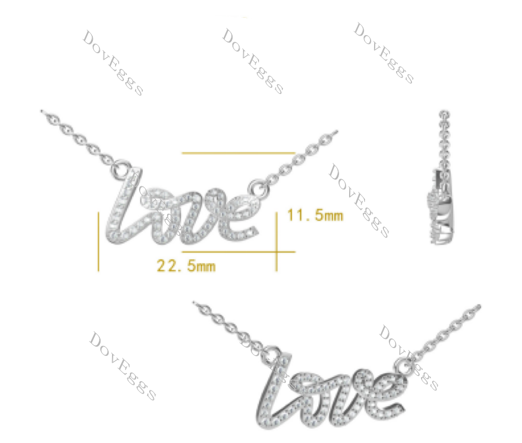 Amore round letters pave moissanite pendant necklace (with chain)