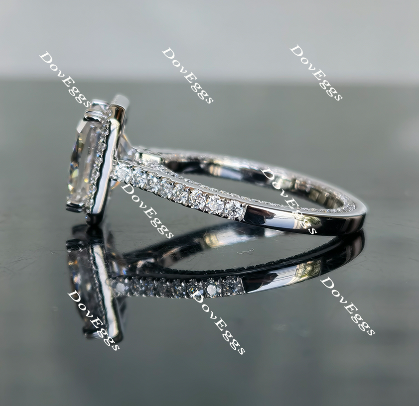 Doveggs pave halo radiant moissanite engagement ring