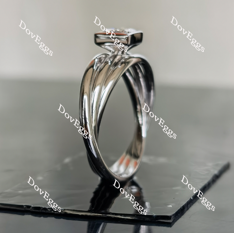 Doveggs princess bezel setting moissanite engagement ring