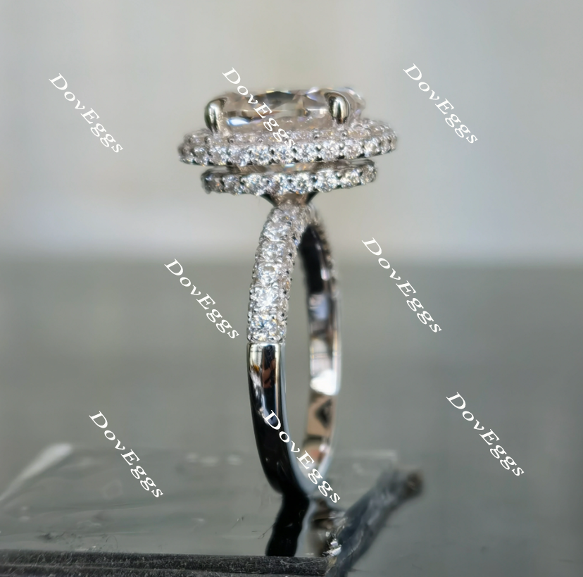 Bemyringsister three paved & halo moissanite engagement ring