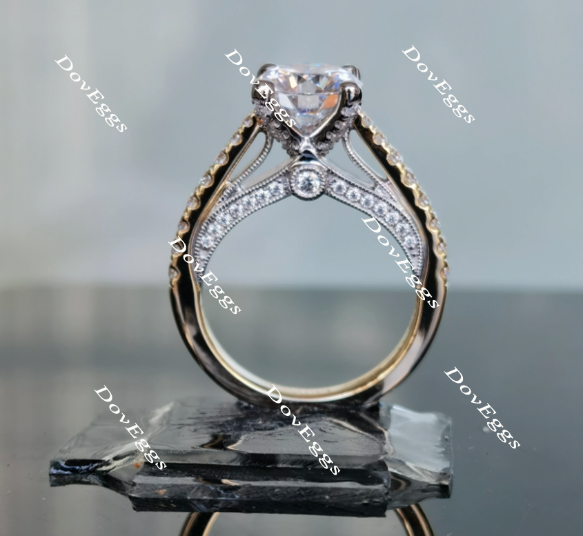 half eternity pave moissanite engagement ring