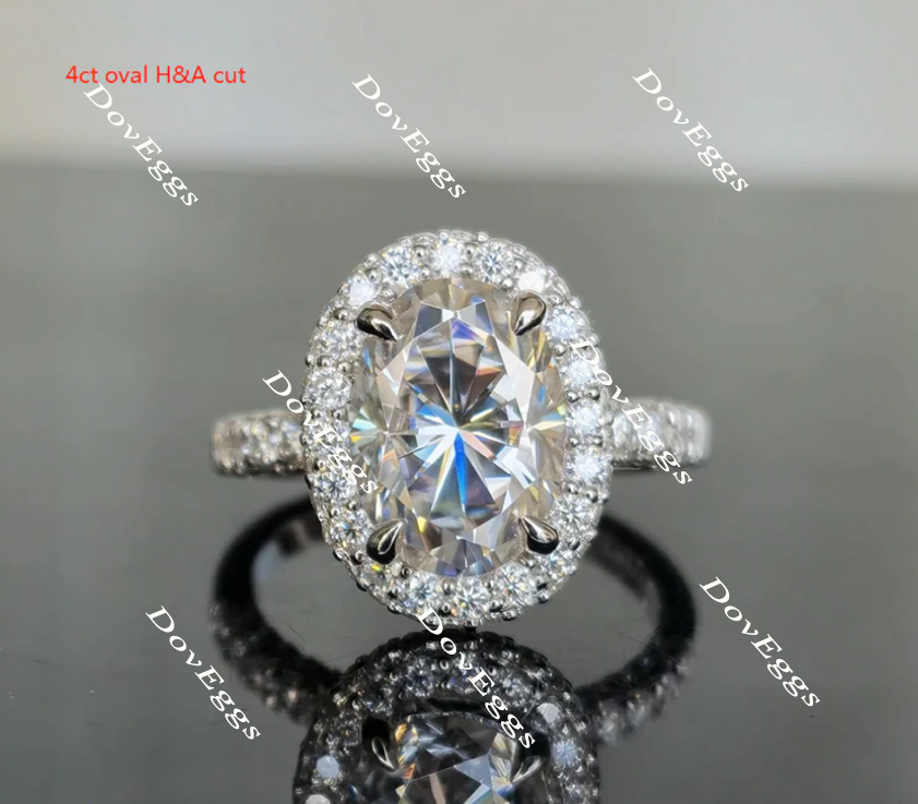 Bemyringsister three paved & halo moissanite engagement ring