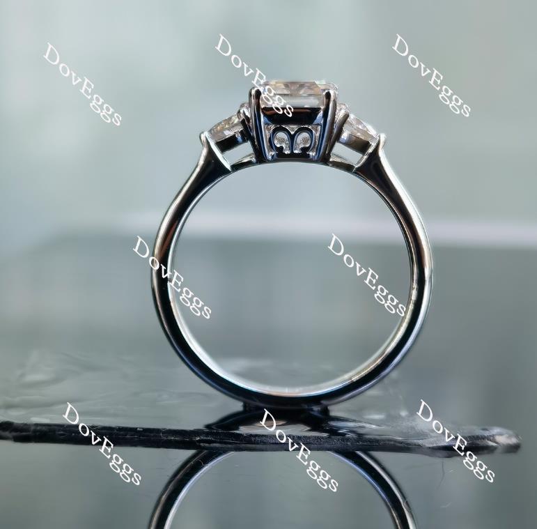 Doveggs asscher three-stone moissanite engagement ring