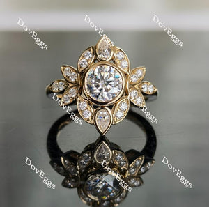 Doveggs round floral setting moissanite bridal set (2 rings)