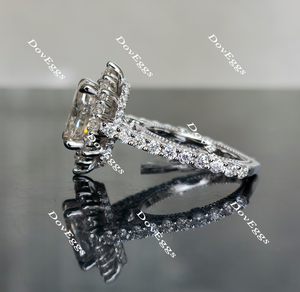 Doveggs flower shape halo elongated oval moissanite engagement ring