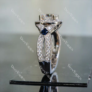 DovEggs radiant pave halo moissanite engagement ring