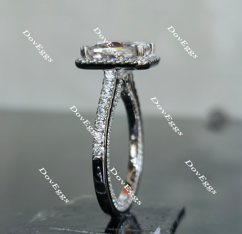 Doveggs pave halo radiant moissanite engagement ring