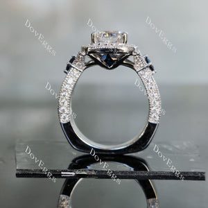 DovEggs radiant pave halo moissanite engagement ring