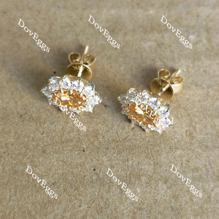 Doveggs champagne oval moissanite earrings for women