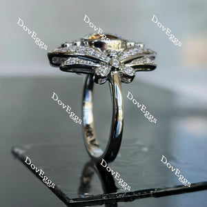 Doveggs champagne cushion dragonfly moissanite engagement ring(wings without milgrain)