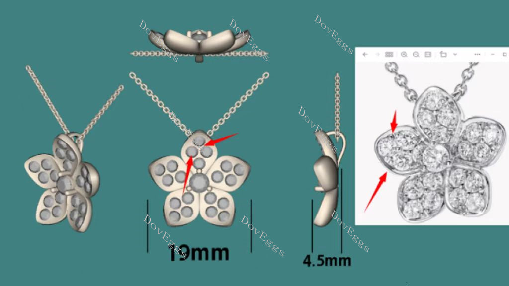 Doveggs round floral moissanite/lab grown diamond pendant (pendant only)