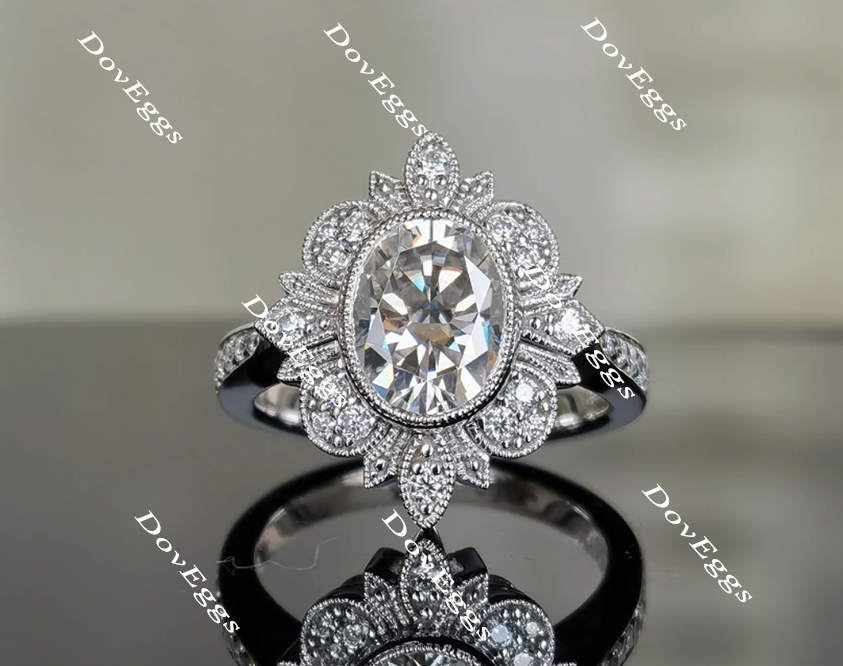 flower shape moissanite engagement ring