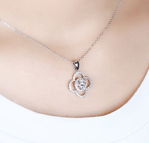 doveggs moissanite pendant necklace 14k white gold 1ct center 6.5mm moissanite pendant necklace with accents for women - DovEggs-Seattle