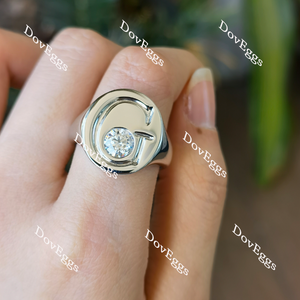 Doveggs round bezel setting moissanite engagement ring