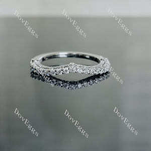 Doveggs round pave moissanite/lab grown diamond wedding band-1.5mm band width